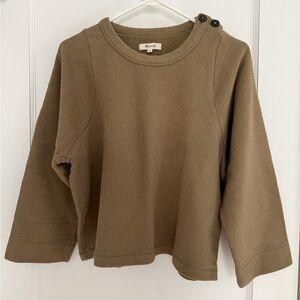Madewell Tan Button-Shoulder Pullover Sweater w/ Patches Size S